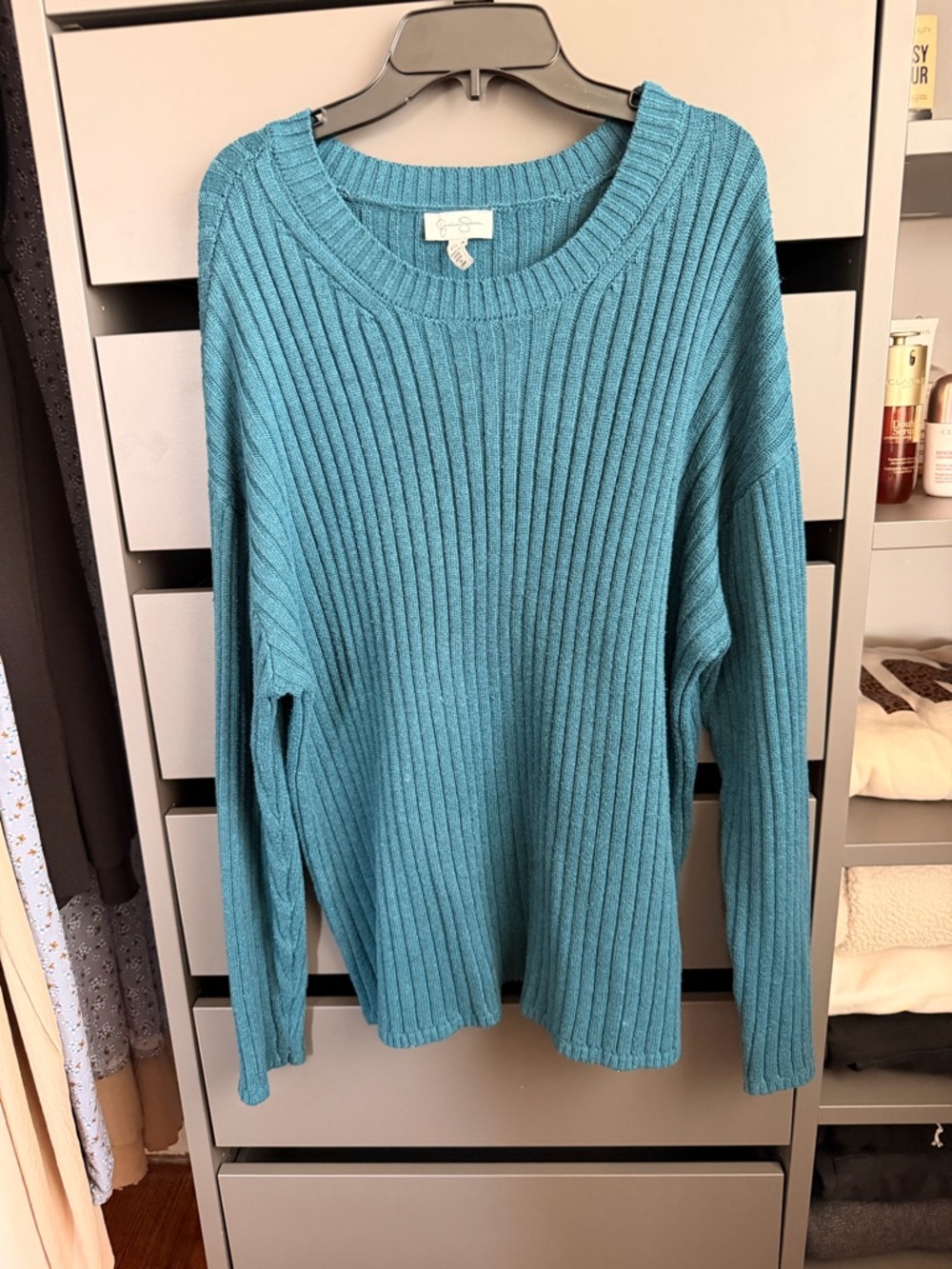 Jessica Simpson Teal Ribbed Crewneck Sweater